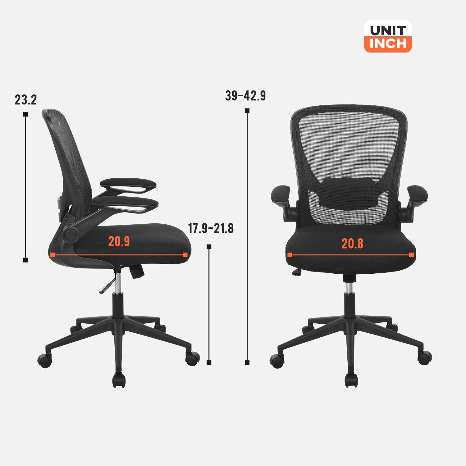image:imageHome Office Chair Ergonomic Desk Chair Mesh Computer Chair Swivel Rolling Executive Task Chair with Lumbar Support Arms Mid Back Adjustable Chair for Men Adults BlackBlack