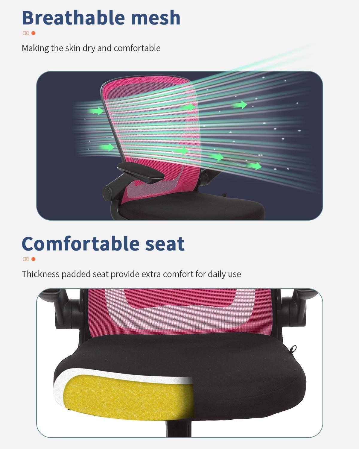 image:imageHome Office Chair Ergonomic Desk Chair Mesh Computer Chair Swivel Rolling Executive Task Chair with Lumbar Support Arms Mid Back Adjustable Chair for Men Adults BlackPink