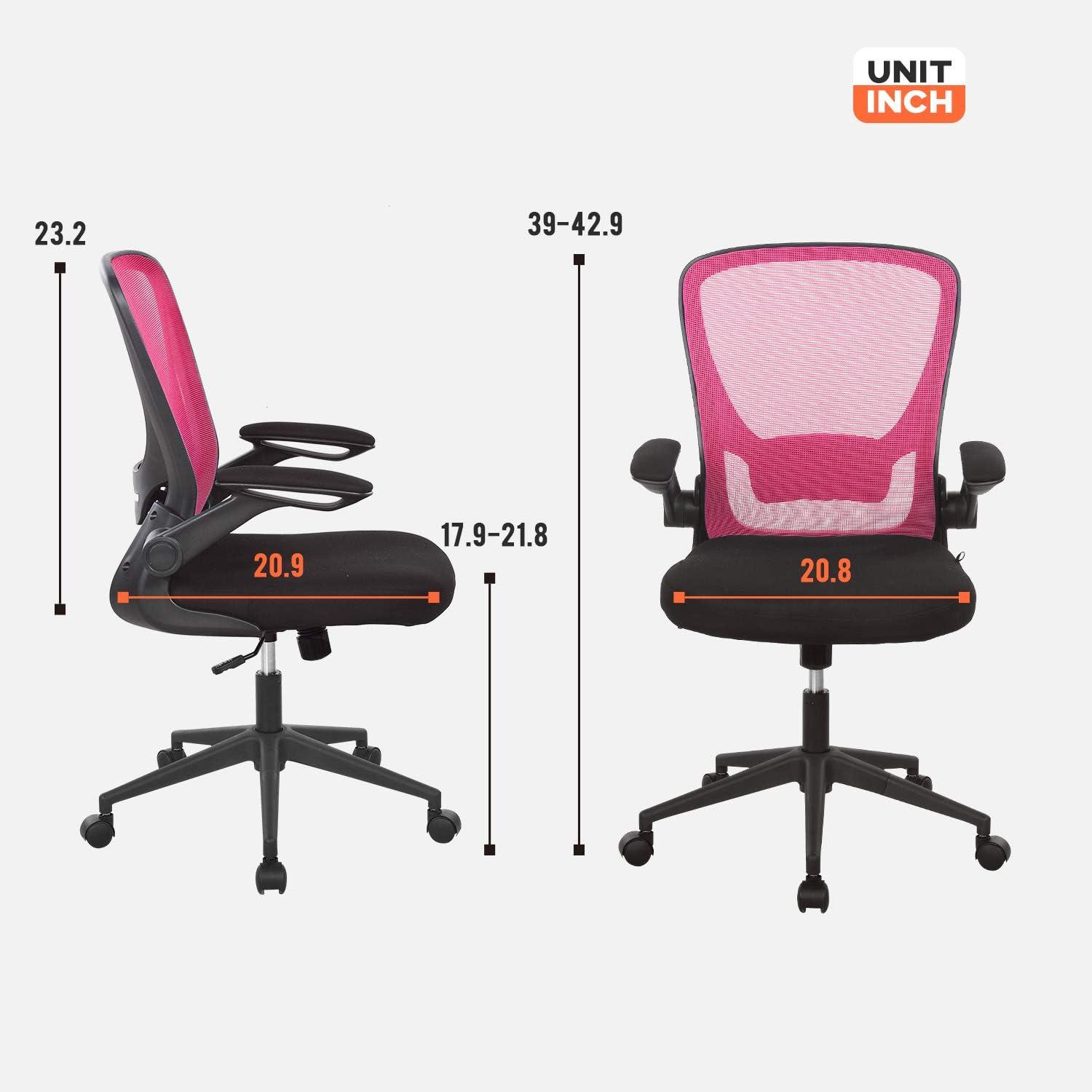 image:imageHome Office Chair Ergonomic Desk Chair Mesh Computer Chair Swivel Rolling Executive Task Chair with Lumbar Support Arms Mid Back Adjustable Chair for Men Adults BlackPink