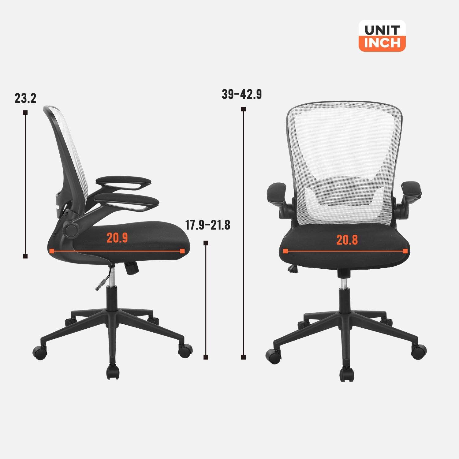 image:imageHome Office Chair Ergonomic Desk Chair Mesh Computer Chair Swivel Rolling Executive Task Chair with Lumbar Support Arms Mid Back Adjustable Chair for Men Adults BlackWhite
