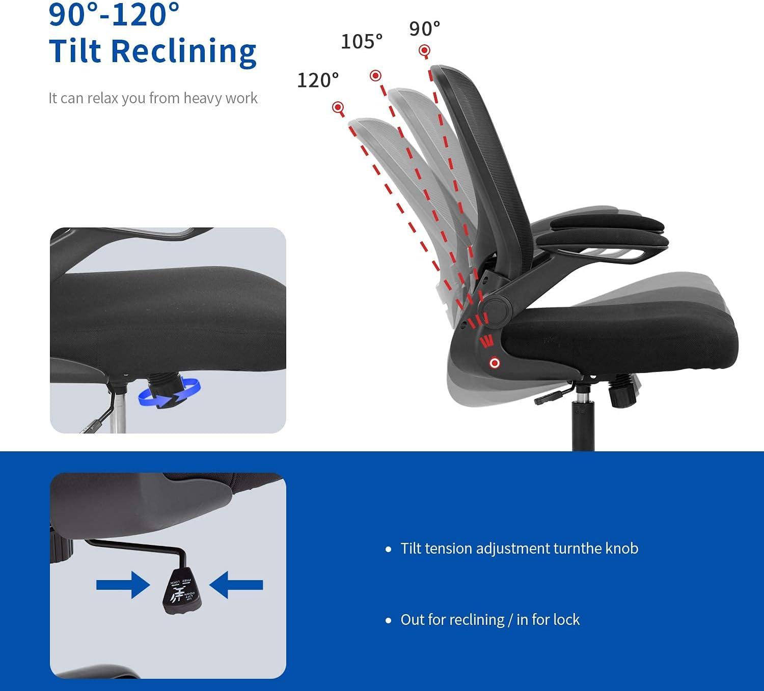 image:imageHome Office Chair Ergonomic Desk Chair Mesh Computer Chair Swivel Rolling Executive Task Chair with Lumbar Support Arms Mid Back Adjustable Chair for Men Adults BlackBlack