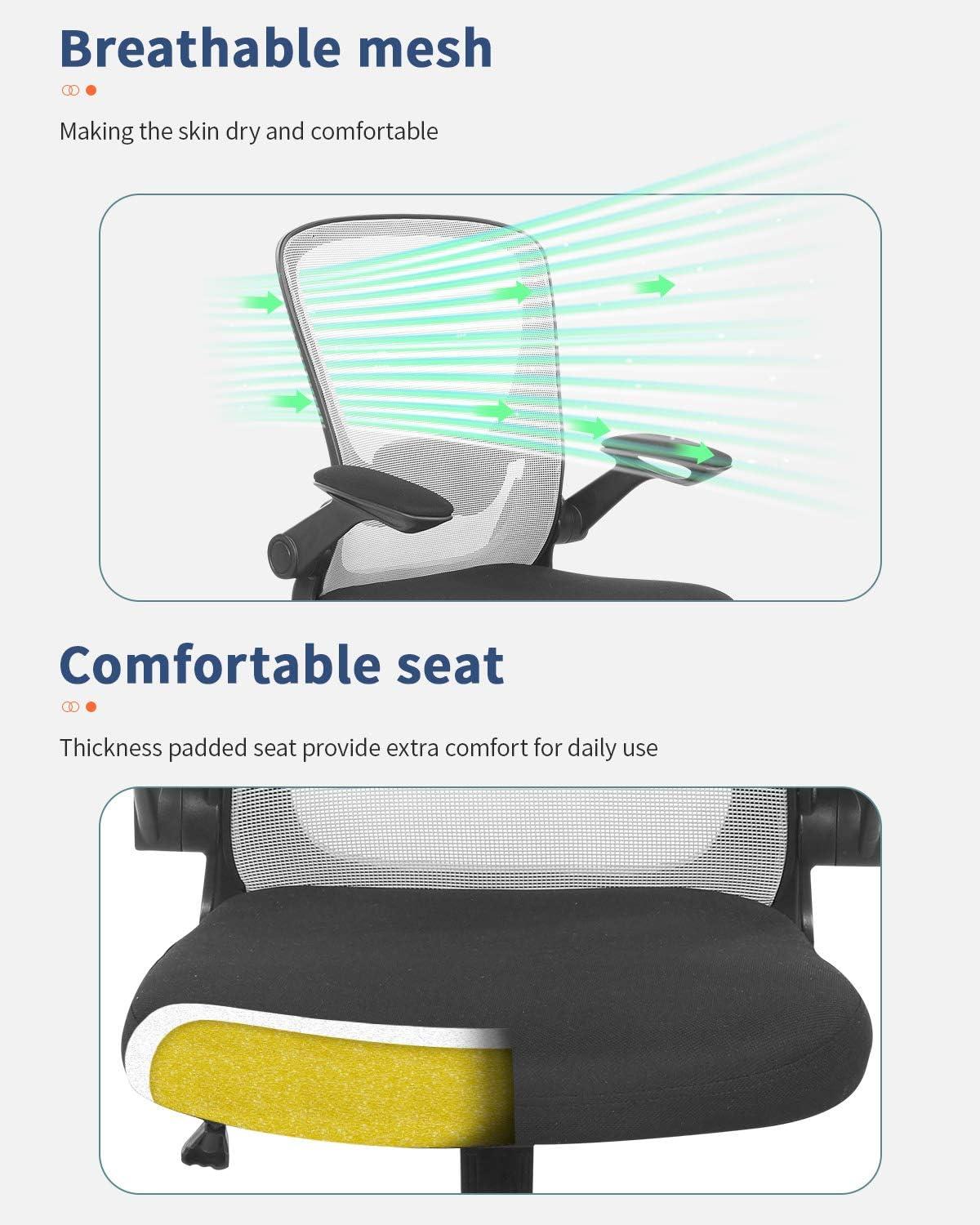 image:imageHome Office Chair Ergonomic Desk Chair Mesh Computer Chair Swivel Rolling Executive Task Chair with Lumbar Support Arms Mid Back Adjustable Chair for Men Adults BlackWhite