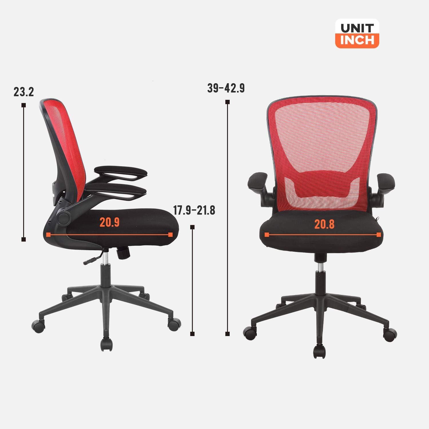 image:imageHome Office Chair Ergonomic Desk Chair Mesh Computer Chair Swivel Rolling Executive Task Chair with Lumbar Support Arms Mid Back Adjustable Chair for Men Adults BlackRed