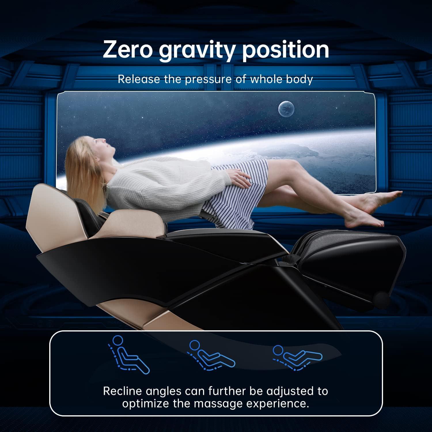 image:imageMassage Chair Full Body Long SLTrack Electric Shiatsu Zero Gravity Massage Chair Recliner with Heating BackBluetoothFoot Roller and Body Shade Scan for Home Office Living Room