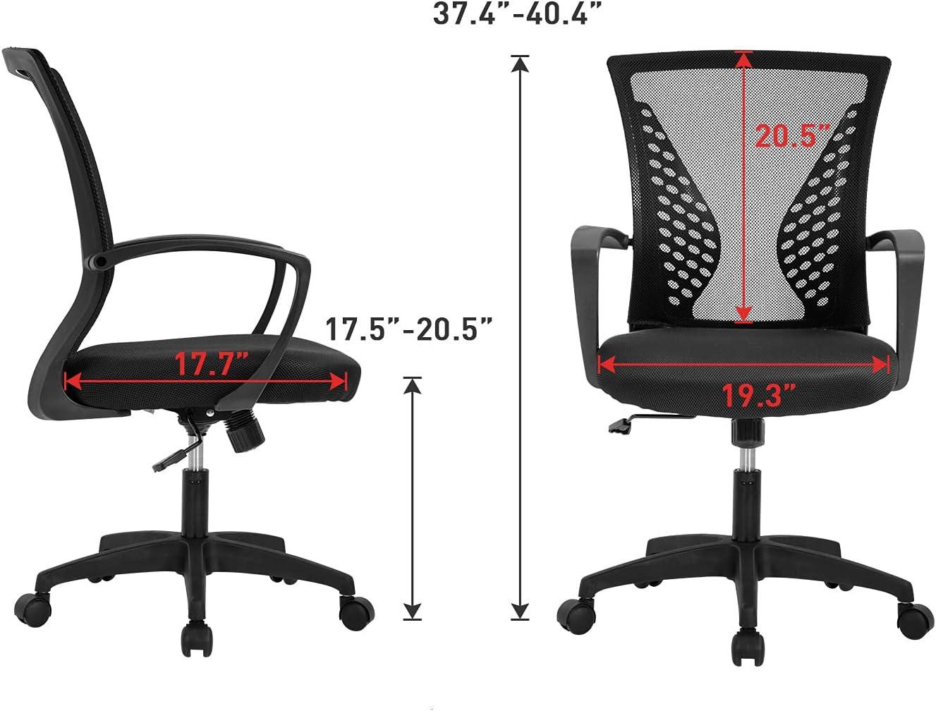 image:imageOffice Computer Mesh Chair Ergonomic Mid Back Swivel Rolling Desk Chair with Armrest Height Adjustable Lumbar Support x Black