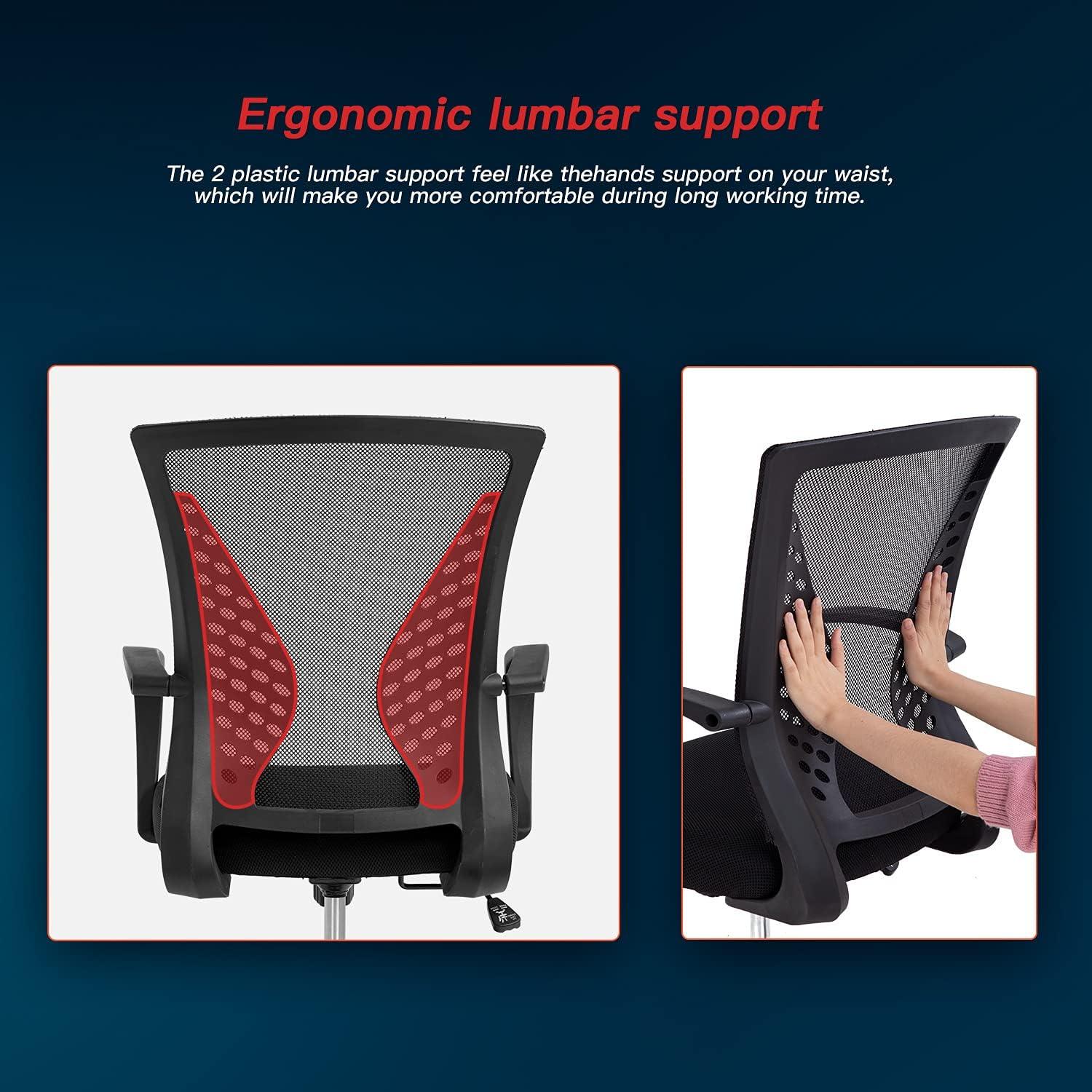 image:imageOffice Computer Mesh Chair Ergonomic Mid Back Swivel Rolling Desk Chair with Armrest Height Adjustable Lumbar Support x Black
