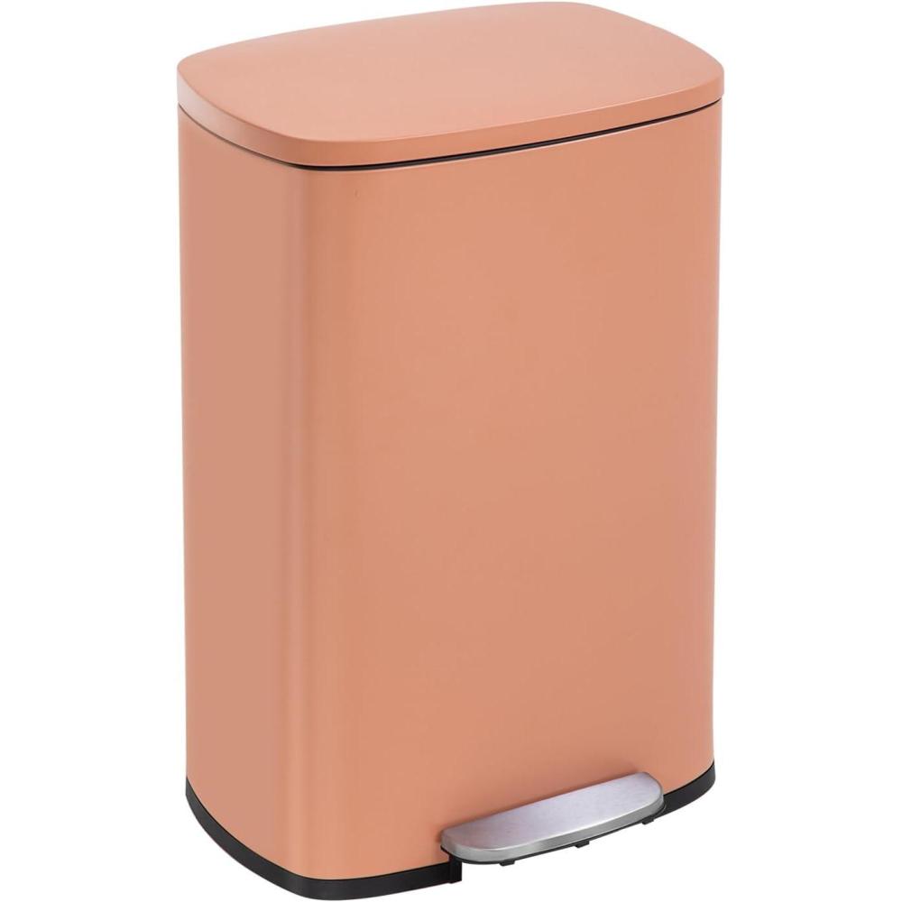 image:image13 Gallon50 L Garbage Can Kitchen Trash Can with Lid for Office Bedroom Bathroom Step Trash Bin FingerprintProof Brushed Stainless Steel 13 Gallon  50 LiterPink