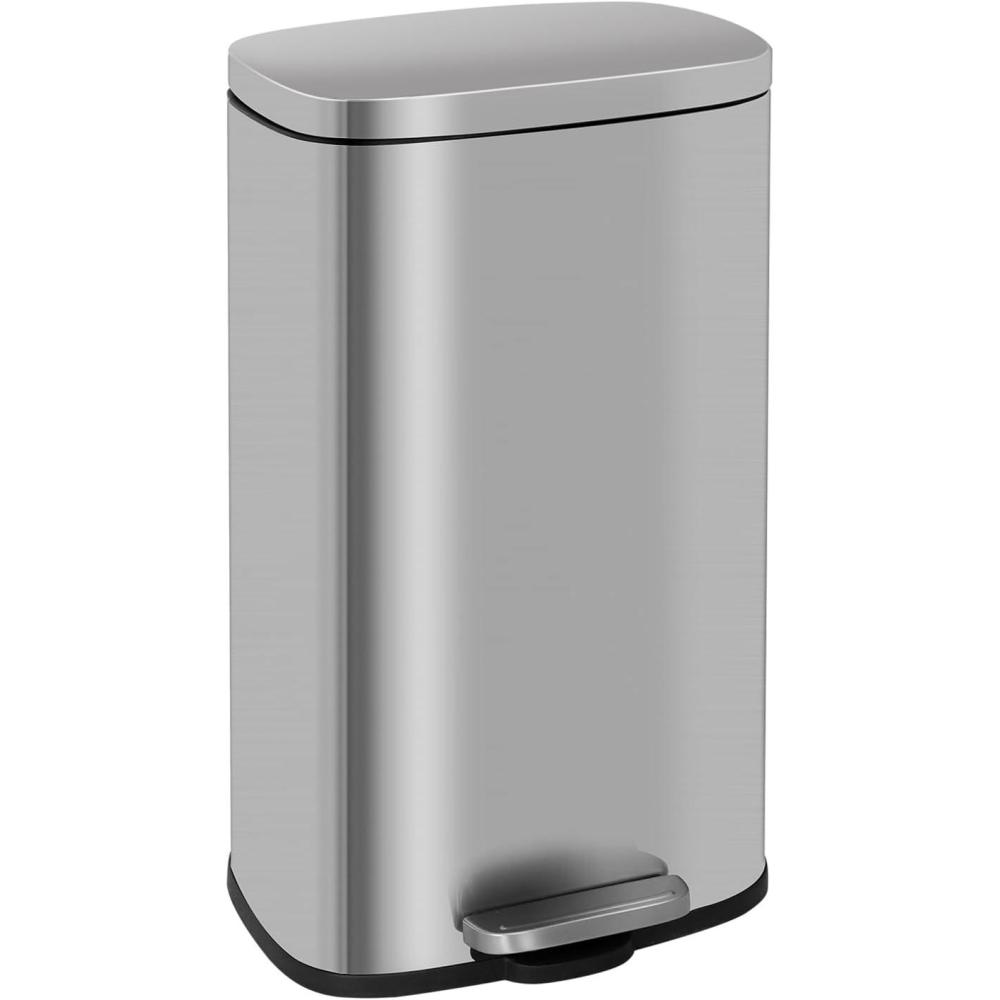image:image13 Gallon50 L Garbage Can Kitchen Trash Can with Lid for Office Bedroom Bathroom Step Trash Bin FingerprintProof Brushed Stainless Steel 13 Gallon  50 LiterStainless Steel