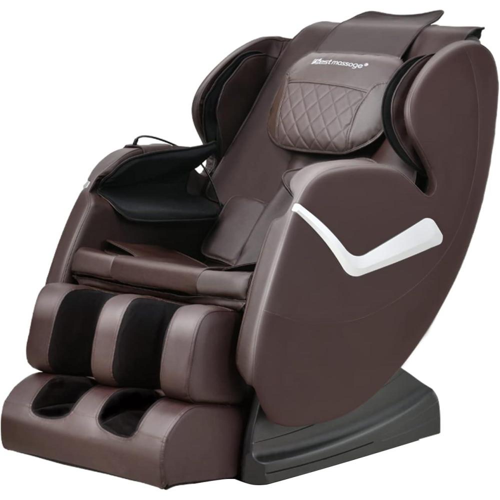 image:imageBestMassage Massage Chair Zero Gravity Full Body Electric Shiatsu Massage Chair Recliner with Foot Rollers Builtin Heat Therapy Air Massage System Stretch Vibrating for Home OfficeBlackBrown