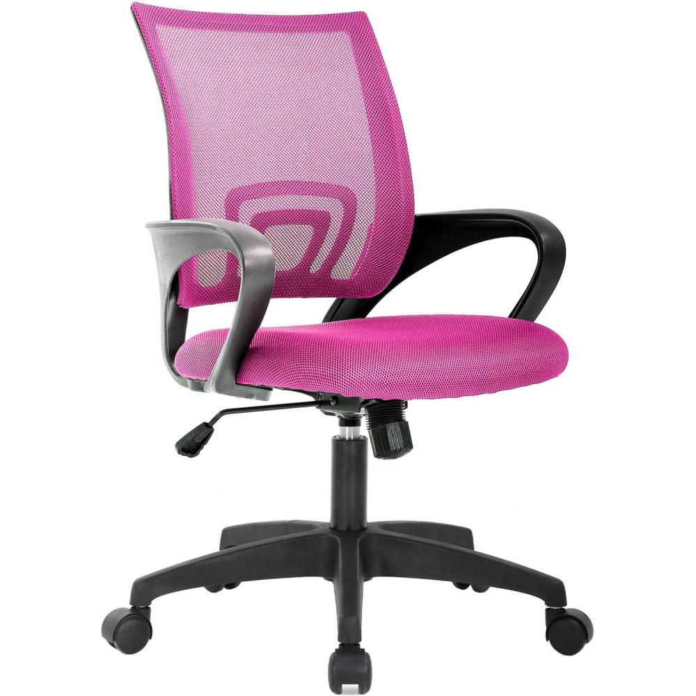 image:imageBestOffice Ergonomic Office Chair MidBack Swivel Desk Chair Breathable Backrest amp Lumbar Support Adjustable Height Sponge Seat Rolling Wheels Black for Adults amp WomenPink