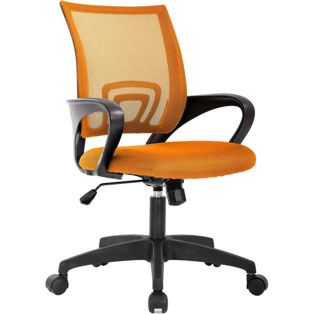 image:imageBestOffice Ergonomic Office Chair MidBack Swivel Desk Chair Breathable Backrest amp Lumbar Support Adjustable Height Sponge Seat Rolling Wheels Black for Adults amp WomenOrange
