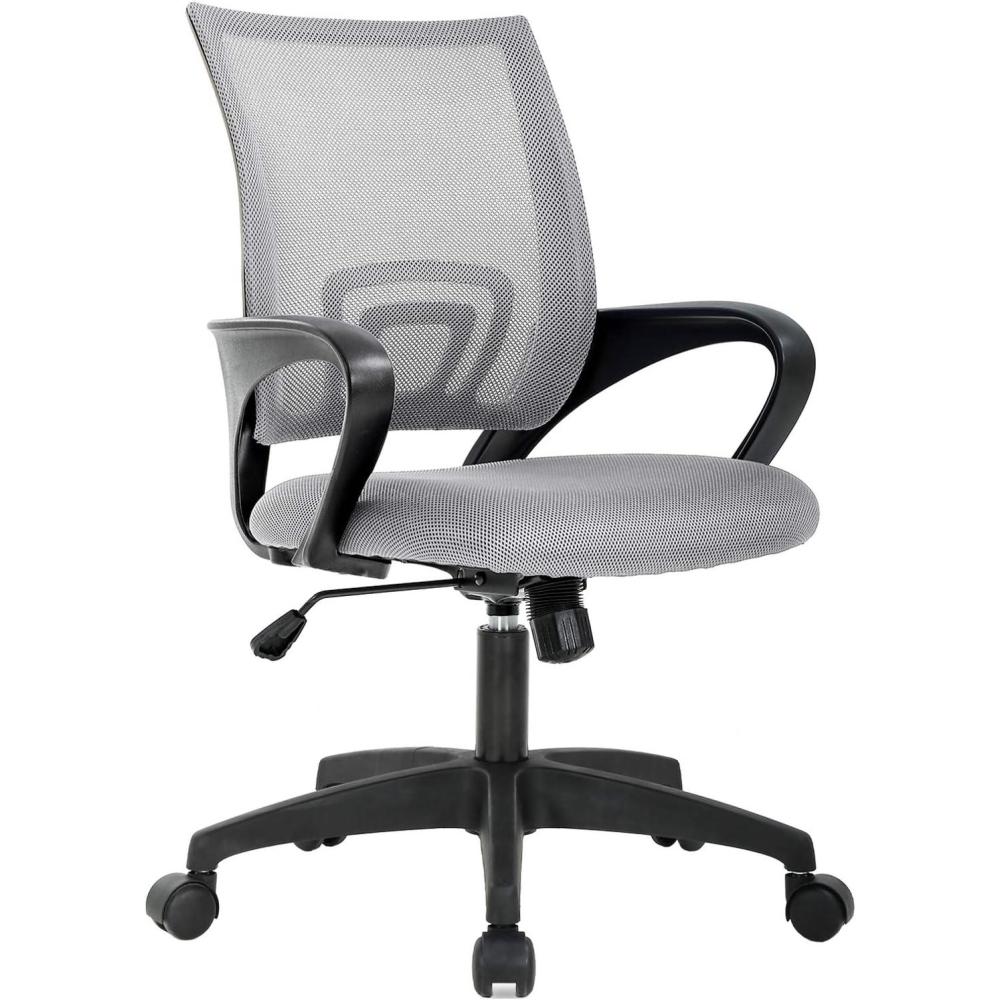 image:imageBestOffice Ergonomic Office Chair MidBack Swivel Desk Chair Breathable Backrest amp Lumbar Support Adjustable Height Sponge Seat Rolling Wheels Black for Adults amp WomenGrey