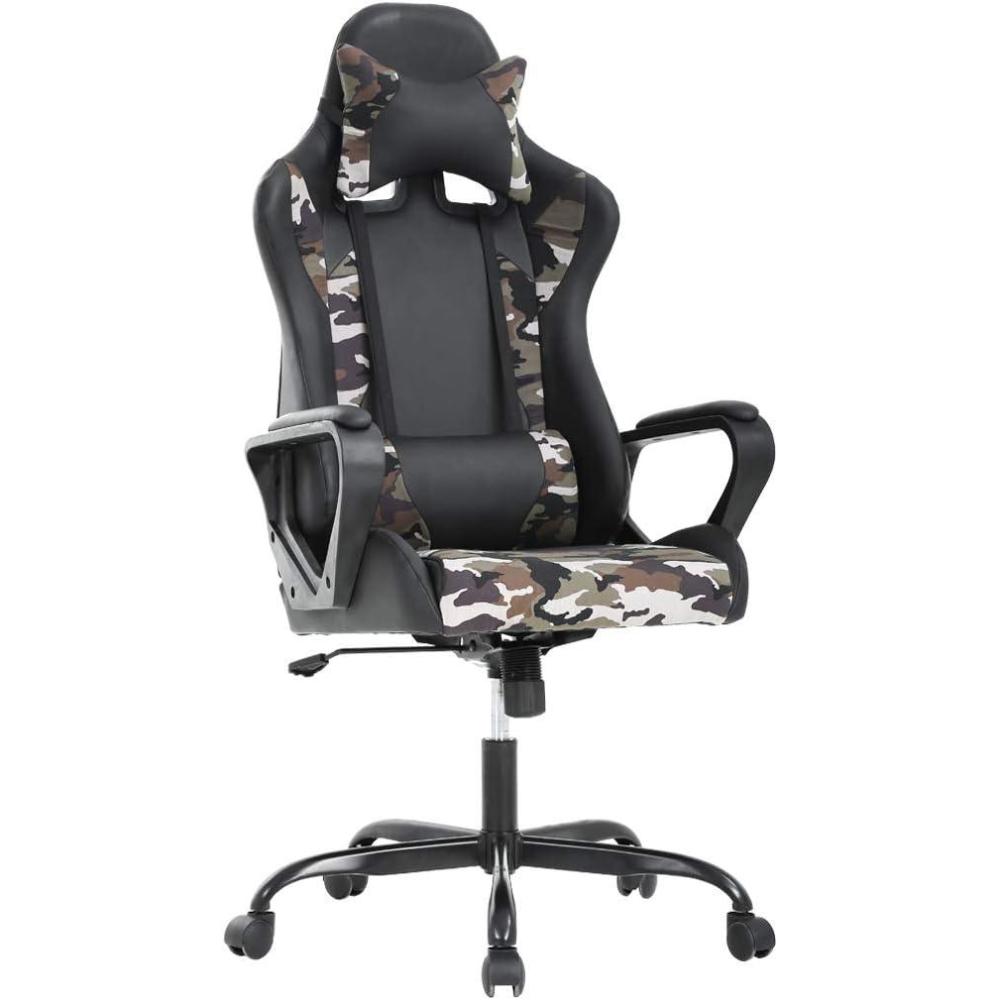 image:imageBestOffice HighBack Gaming Chair PC Office Chair Computer Racing Chair PU Desk Task Chair Ergonomic Executive Swivel Rolling Chair with Lumbar Support for Back Pain Women MenWhiteCamo