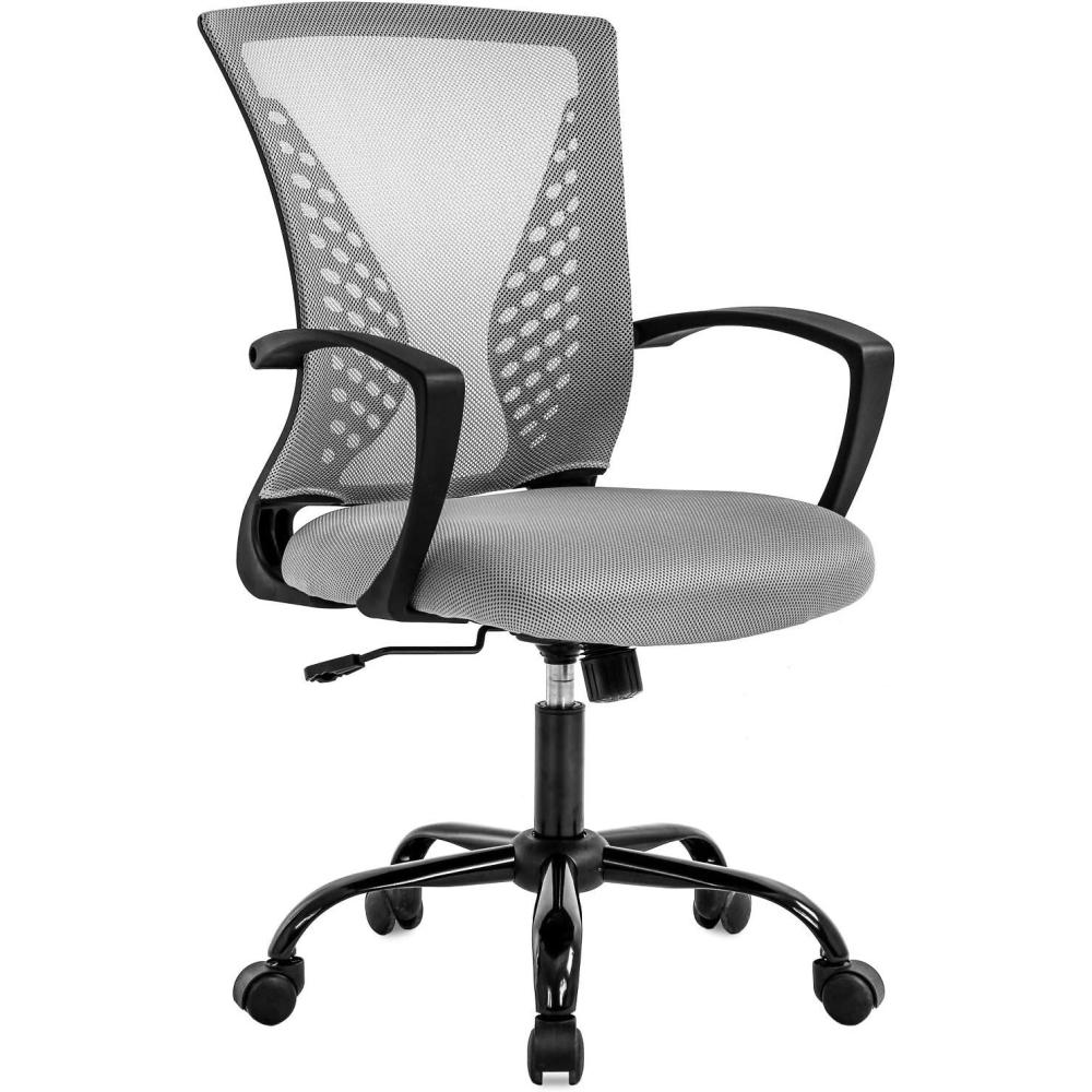 image:imageBestOffice Office Chair Ergonomic Desk Chair Mesh Computer Chair with Lumbar Support Armrest Mid Back Rolling Swivel Adjustable Task Chair for Women Adults BlackGrey