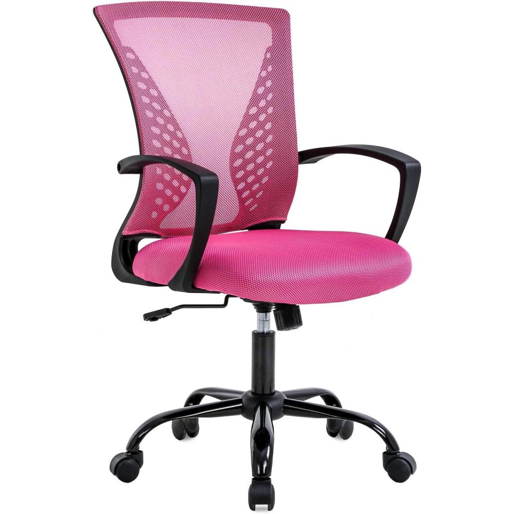 image:imageBestOffice Office Chair Ergonomic Desk Chair Mesh Computer Chair with Lumbar Support Armrest Mid Back Rolling Swivel Adjustable Task Chair for Women Adults BlackPink