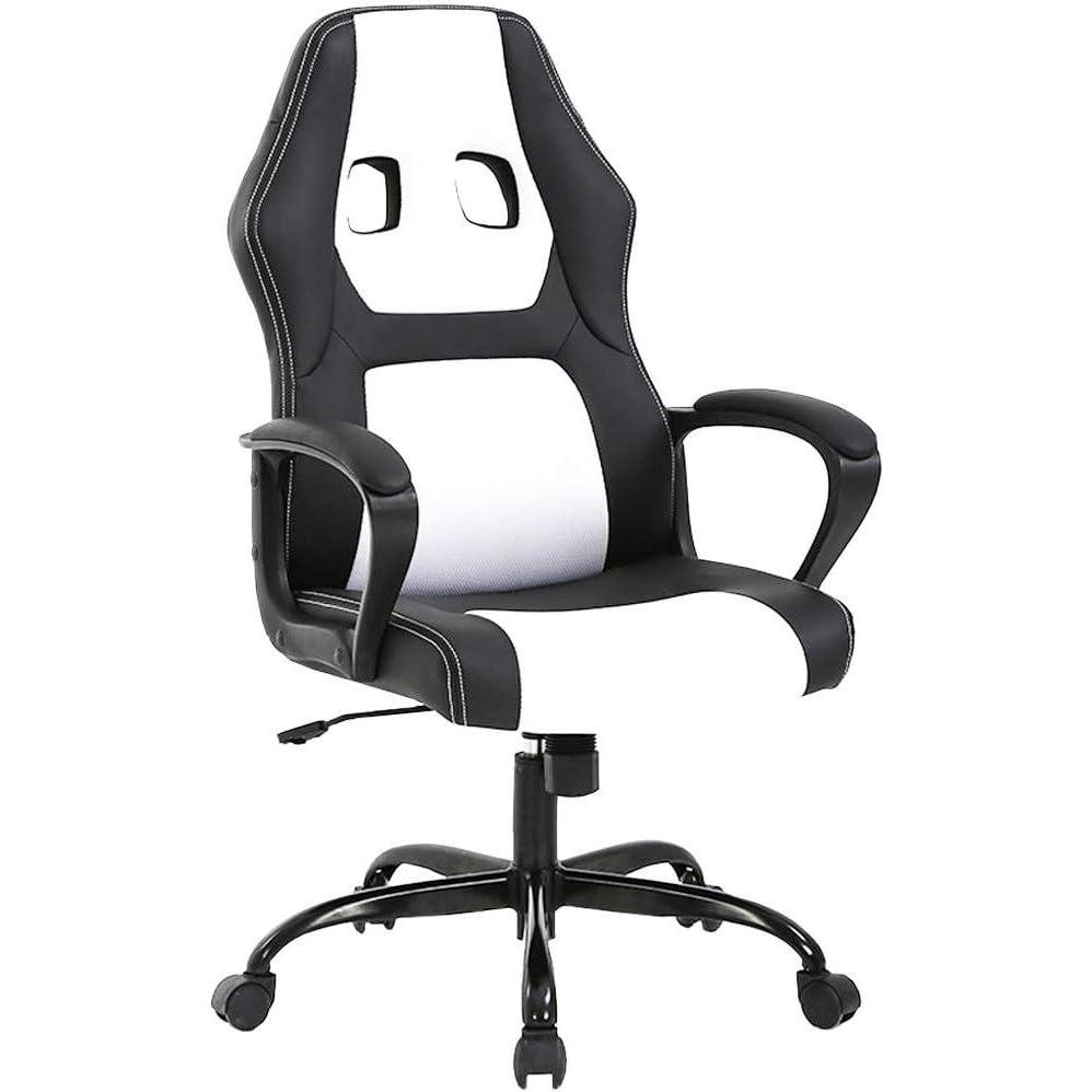 image:imageBestOffice Office Chair PC Gaming Chair Cheap Desk Chair Ergonomic PU Leather Executive Computer Chair Lumbar Support for Women Men BlackWhite