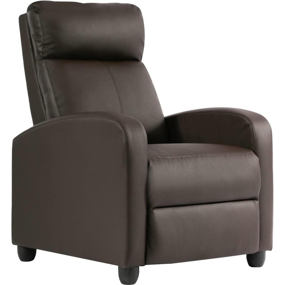image:imageFDW Recliner Chair Push Back Sofa Home Theater Seating with Lumbar Support and Leather Padded Seat Backrest for Living RoomBrown