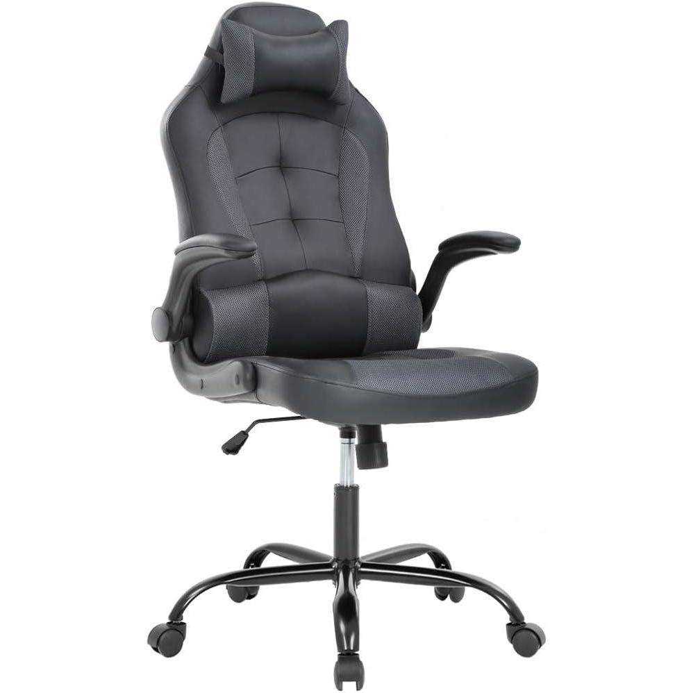 image:imageGaming Chair Office Chair Desk Chair with Footrest Lumbar Support Headrest Armrest Task Rolling Swivel Ergonomic ESports Adjustable PC Gamer Chair WhiteGrey