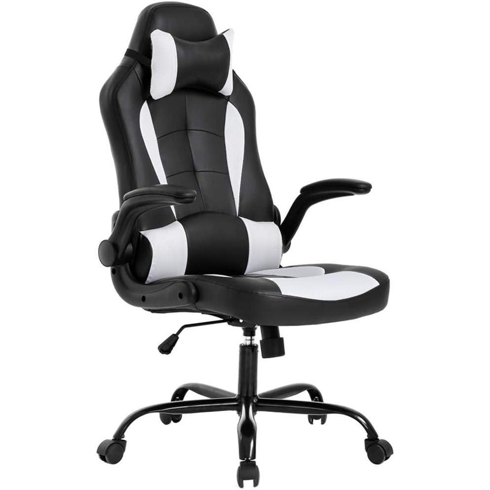 image:imageGaming Chair Office Chair Desk Chair with Footrest Lumbar Support Headrest Armrest Task Rolling Swivel Ergonomic ESports Adjustable PC Gamer Chair WhiteWhite