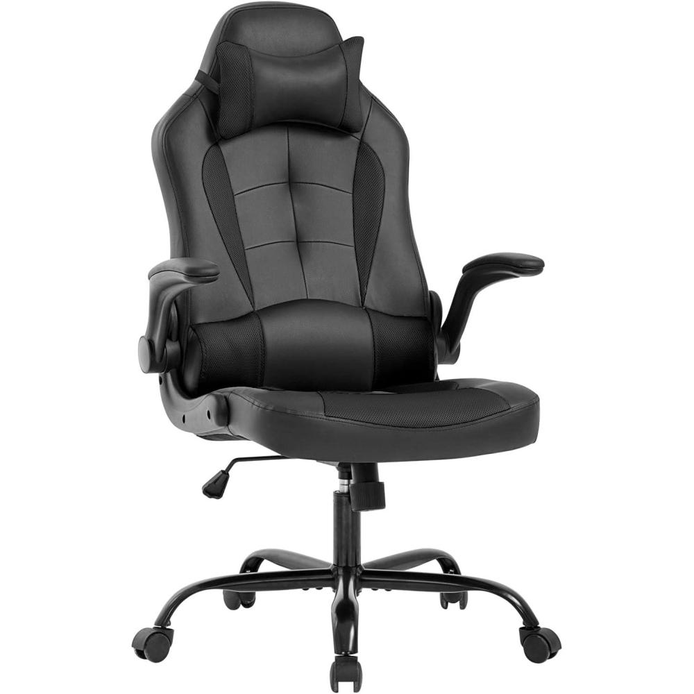 image:imageGaming Chair Office Chair Desk Chair with Footrest Lumbar Support Headrest Armrest Task Rolling Swivel Ergonomic ESports Adjustable PC Gamer Chair WhiteBlack