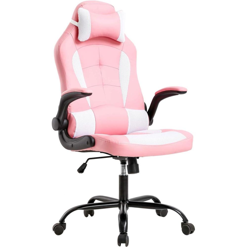 image:imageGaming Chair Office Chair Desk Chair with Footrest Lumbar Support Headrest Armrest Task Rolling Swivel Ergonomic ESports Adjustable PC Gamer Chair WhitePink