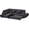 image:imageFDW Sofa Sectional Sofa 2 Piece Modern Contemporary for Living Room Futon Sofa Bed Couches and Sofas Sleeper Sofa Modern Sofa Corner Sofa Faux Leather QueenBlack