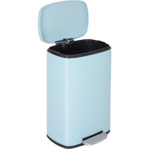 13 Gallon/50 L Garbage Can Kitchen Trash Can with Lid for Office Bedroom Bathroom Step Trash Bin Fingerprint-Proof Brushed Stainless Steel 13 Gallon / 50 Liter(Blue)