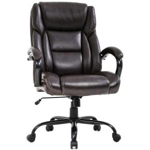 BestMassage Big and Tall Office Chair 500lbs Cheap Desk High Back PU Executive Ergonomic Computer Chair with Lumbar Support Headrest Swivel for Women Men Adults,Black(Brown)