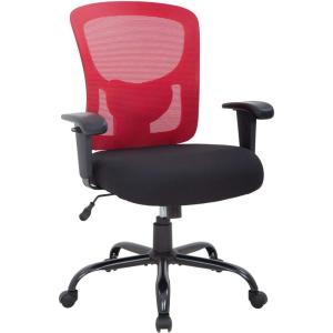 BestOffice Big and Tall Office Chair 500lbs Desk Chair Mesh Computer Chair with Lumbar Support Wide Seat High Back(Red)