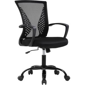 BestOffice Office Chair Ergonomic Desk Chair Mesh Computer Chair with Lumbar Support Armrest Mid Back Rolling Swivel Adjustable Task Chair for Women Adults, Black(Dark Black)