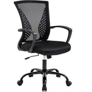 BestOffice Office Chair Ergonomic Desk Chair Mesh Computer Chair with Lumbar Support Armrest Mid Back Rolling Swivel Adjustable Task Chair for Women Adults, Black(Black)