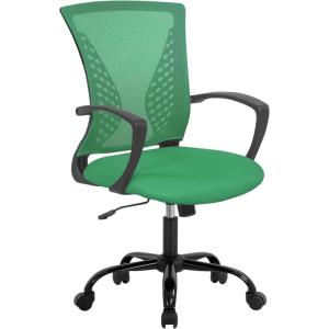 BestOffice Office Chair Ergonomic Desk Chair Mesh Computer Chair with Lumbar Support Armrest Mid Back Rolling Swivel Adjustable Task Chair for Women Adults, Black(Green)