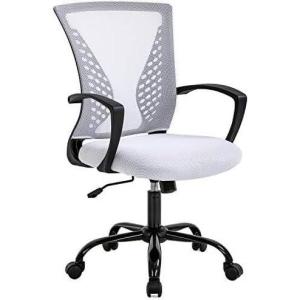 BestOffice Office Chair Ergonomic Desk Chair Mesh Computer Chair with Lumbar Support Armrest Mid Back Rolling Swivel Adjustable Task Chair for Women Adults, Black(White)