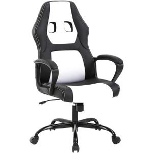 BestOffice Office Chair PC Gaming Chair Cheap Desk Chair Ergonomic PU Leather Executive Computer Chair Lumbar Support for Women, Men (Black)(White)
