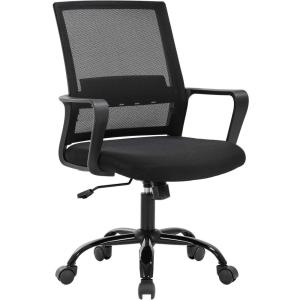 BestOffice Swivel Rolling Computer Chair Executive Lumbar Support Task Mesh Chair Adjustable Stool for Women Men (Black)(Black)