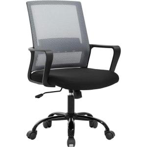 BestOffice Swivel Rolling Computer Chair Executive Lumbar Support Task Mesh Chair Adjustable Stool for Women Men (Black)(Grey)