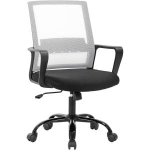 BestOffice Swivel Rolling Computer Chair Executive Lumbar Support Task Mesh Chair Adjustable Stool for Women Men (Black)(White)