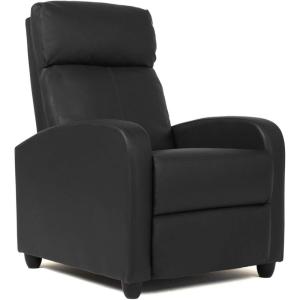 FDW Recliner Chair Push Back Sofa Home Theater Seating with Lumbar Support and Leather Padded Seat Backrest for Living Room(Black)