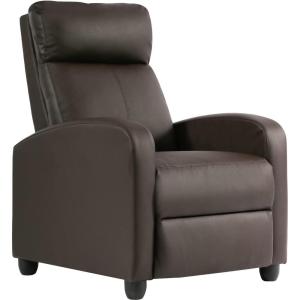 FDW Recliner Chair Push Back Sofa Home Theater Seating with Lumbar Support and Leather Padded Seat Backrest for Living Room(Brown)