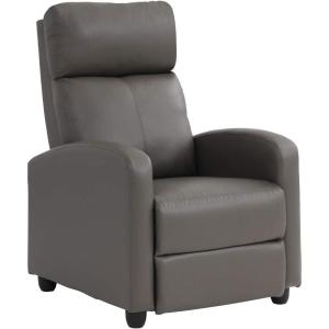 FDW Recliner Chair Push Back Sofa Home Theater Seating with Lumbar Support and Leather Padded Seat Backrest for Living Room(Grey)