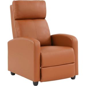 FDW Recliner Chair Push Back Sofa Home Theater Seating with Lumbar Support and Leather Padded Seat Backrest for Living Room(Tan)