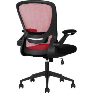 Home Office Chair Ergonomic Desk Chair Mesh Computer Chair Swivel Rolling Executive Task Chair with Lumbar Support Arms Mid Back Adjustable Chair for Men Adults, Black(Red)