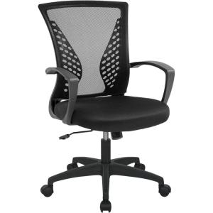 Office Computer Mesh Chair Ergonomic Mid Back Swivel Rolling Desk Chair with Armrest Height Adjustable Lumbar Support x ,Black