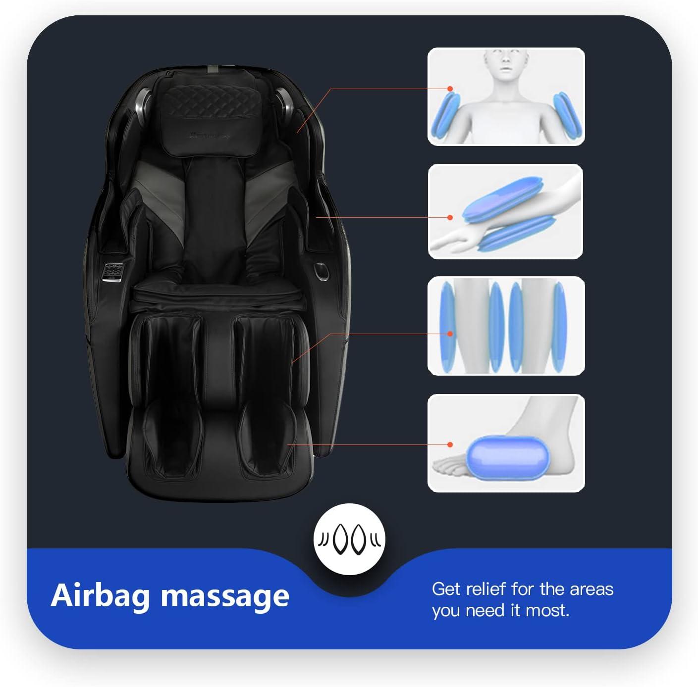 image:imageBestMassage SL Track Full Body Massage Chair Recliner with Zero Gravity Airbag Massage Chair Bluetooth Speaker Foot Roller USB ChargerBlackBlack