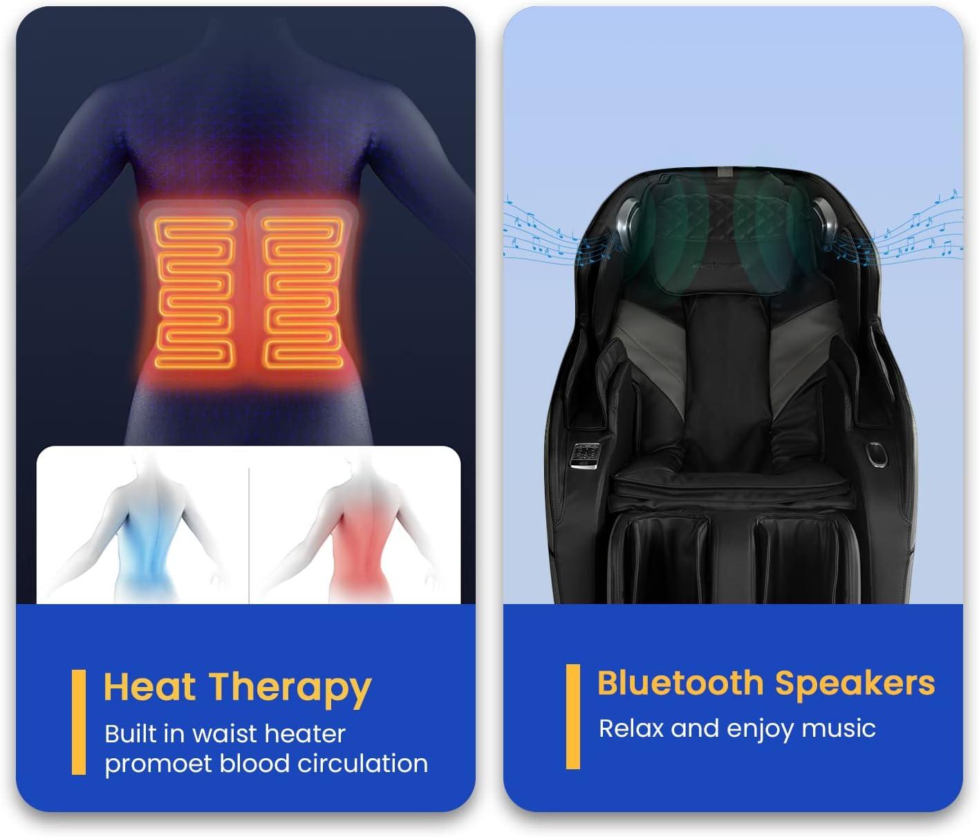 image:imageBestMassage SL Track Full Body Massage Chair Recliner with Zero Gravity Airbag Massage Chair Bluetooth Speaker Foot Roller USB ChargerBlackBlack