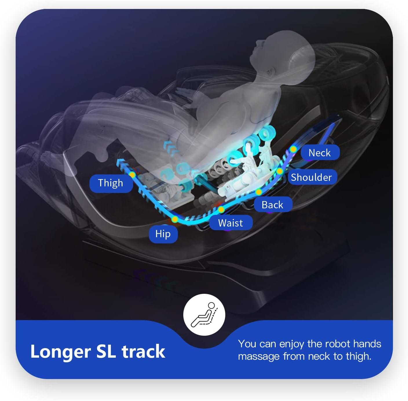 image:imageBestMassage SL Track Full Body Massage Chair Recliner with Zero Gravity Airbag Massage Chair Bluetooth Speaker Foot Roller USB ChargerBlackBrown