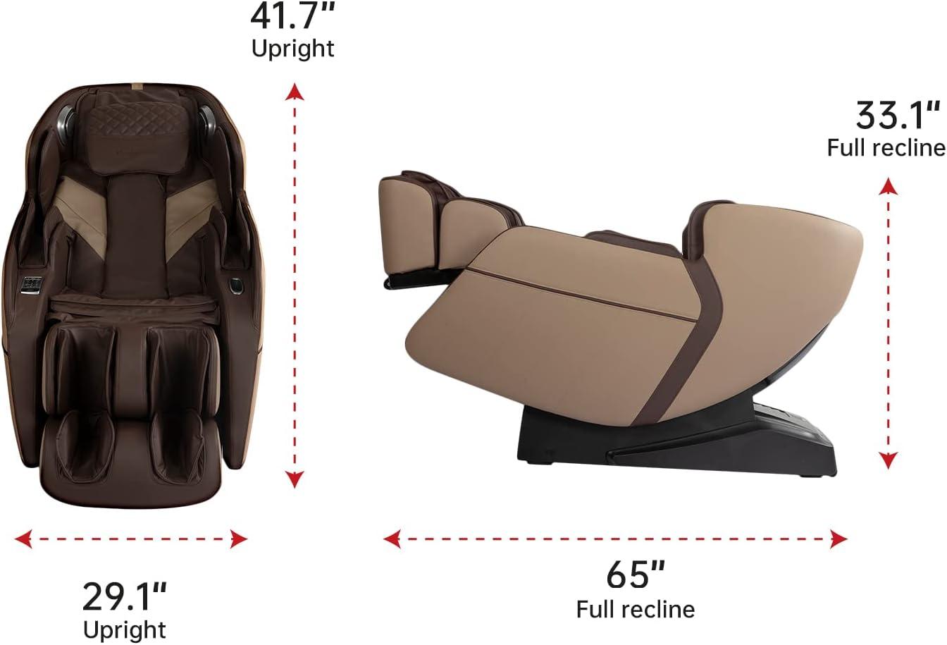 image:imageBestMassage SL Track Full Body Massage Chair Recliner with Zero Gravity Airbag Massage Chair Bluetooth Speaker Foot Roller USB ChargerBlackBrown