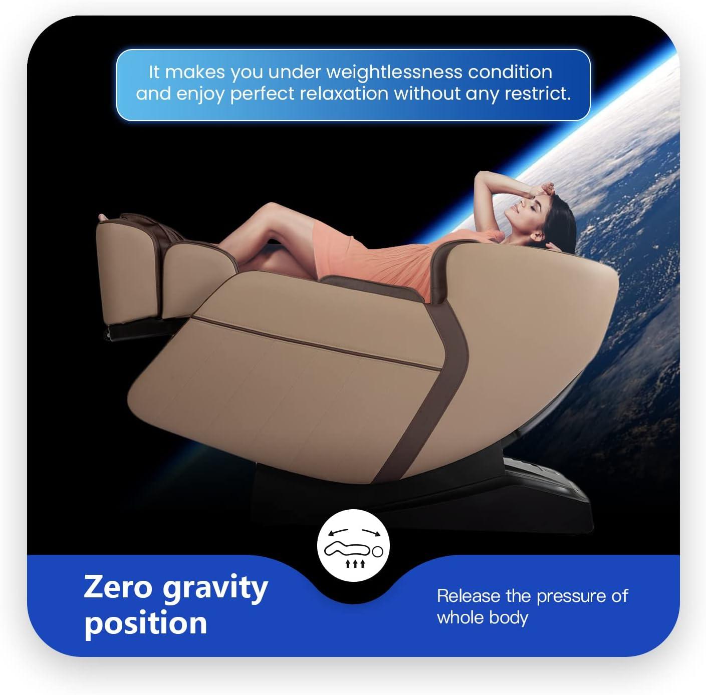 image:imageBestMassage SL Track Full Body Massage Chair Recliner with Zero Gravity Airbag Massage Chair Bluetooth Speaker Foot Roller USB ChargerBlackBrown