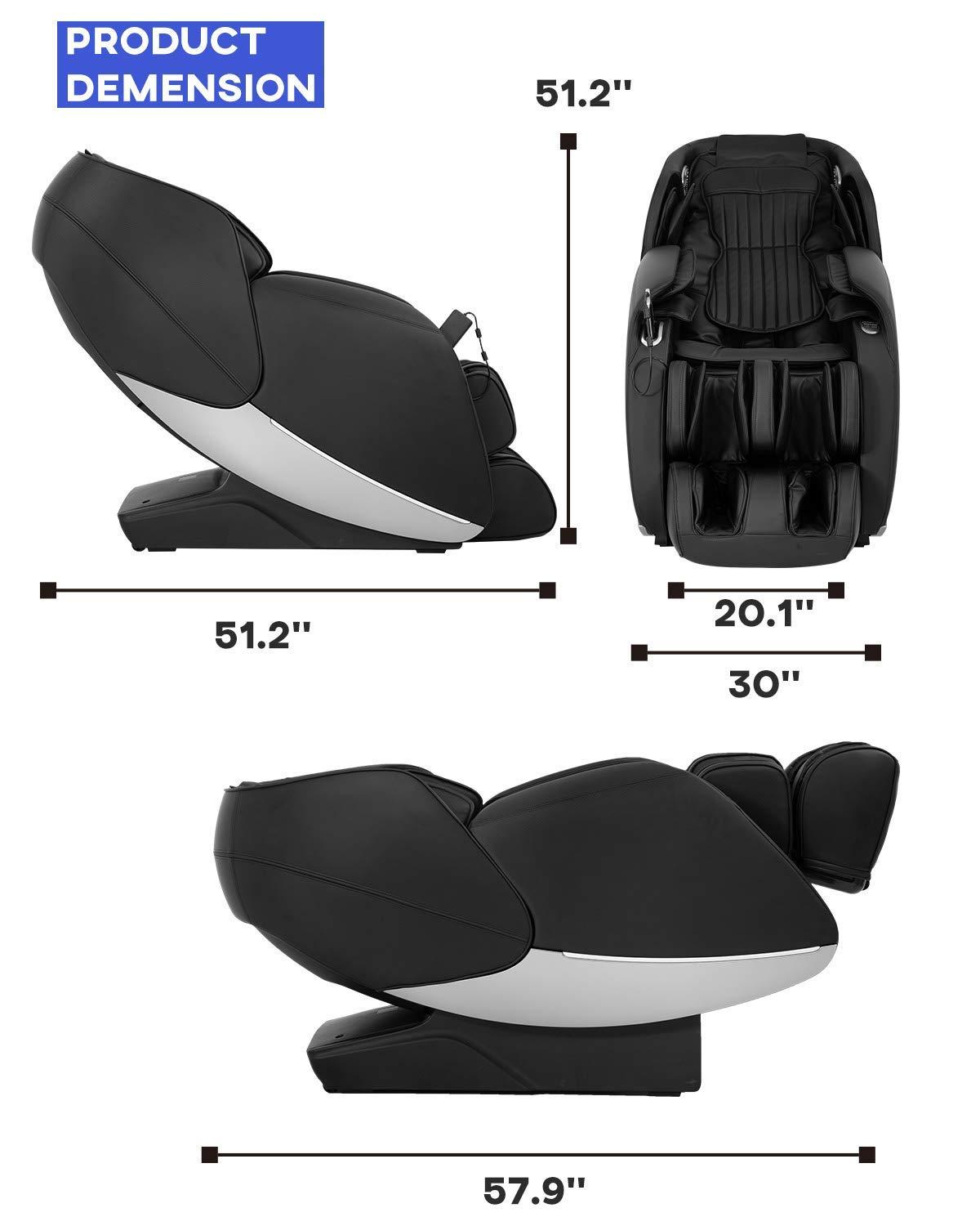 image:imageElectric Shiatsu Zero Gravity Full Body Massage Chair Recliner with Builtin Heat Therapy Foot Roller Airbag Massage System SLTrack Stretch Vibrating Wireless Bluetooth SpeakerBlack